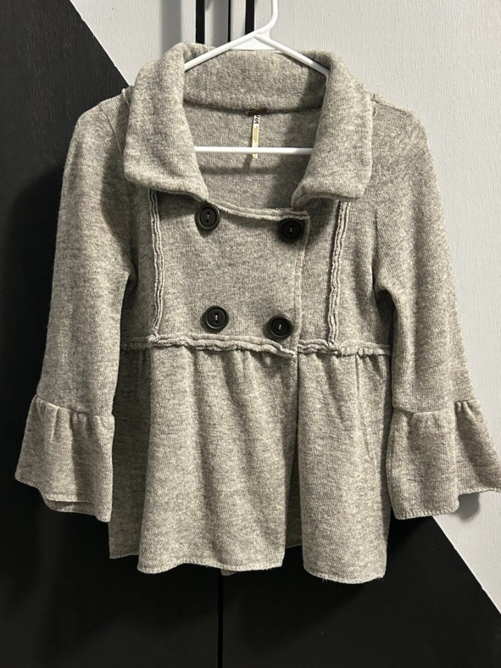 Free People 100% LAMBSWOOL Double-Breasted Peacoat Cardigan Sweater Women's XS